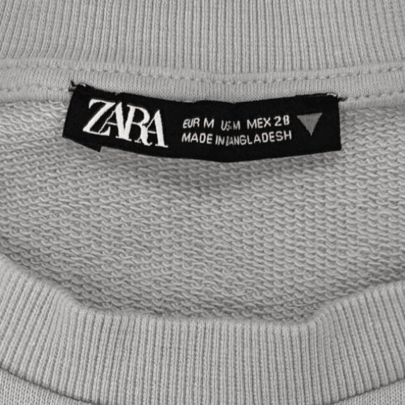 Zara Cropped Gray Sweatshirt Elastic Hem Long Sleeve Pullover Casual Top M - Picture 2 of 8